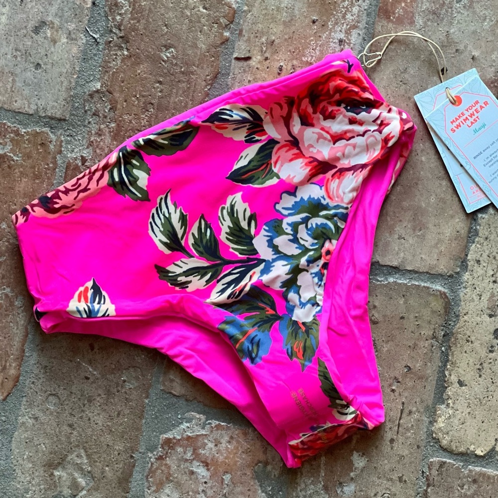 🌸MAAJI🌸 Fuchsia Floral High Waisted Bikini Bottoms